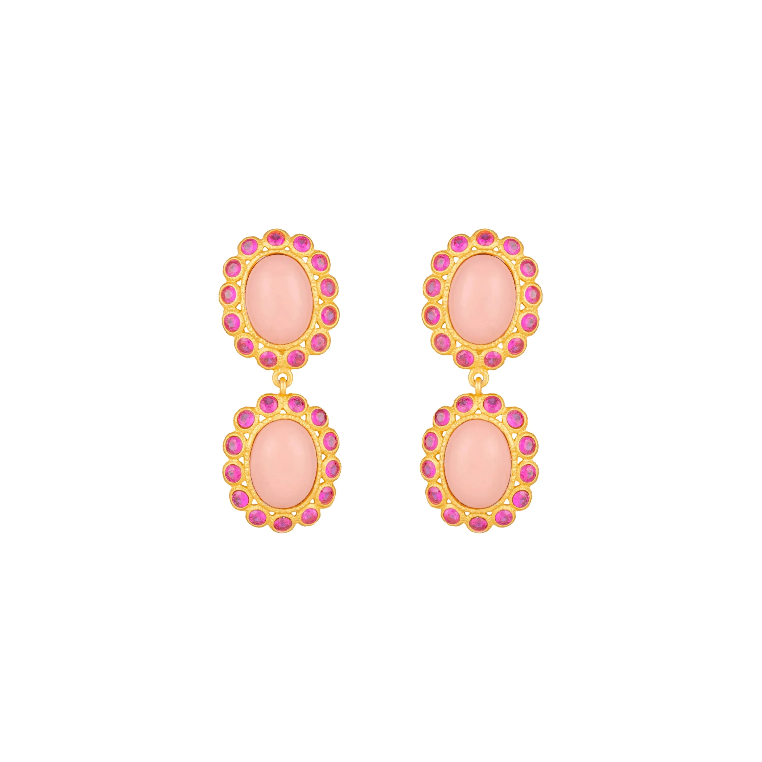 Ada Pink Coral and Pink Crystal Earrings