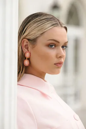 Ada Pink Coral and Pink Crystal Earrings