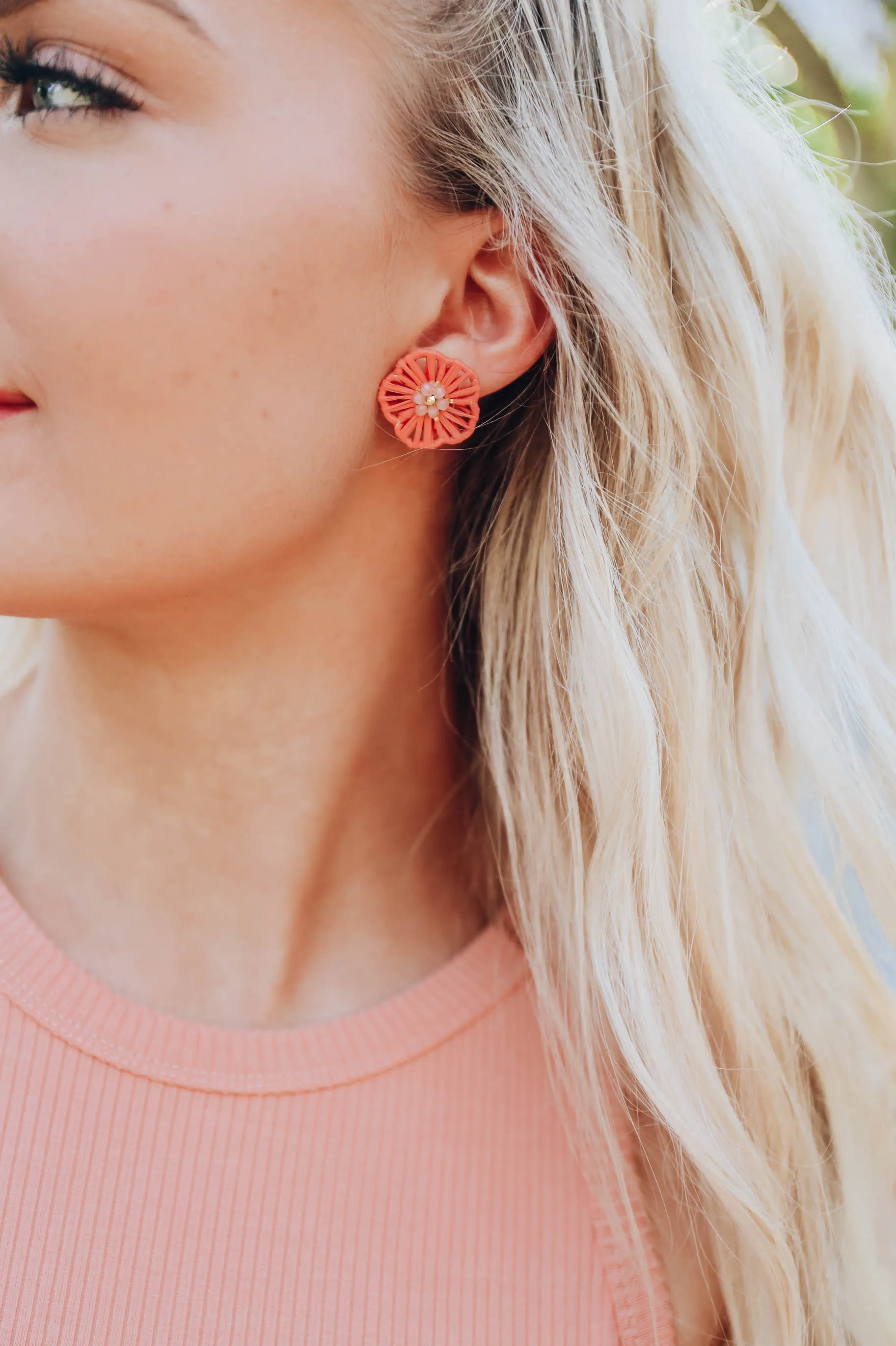 Aleidra Earrings - Coral