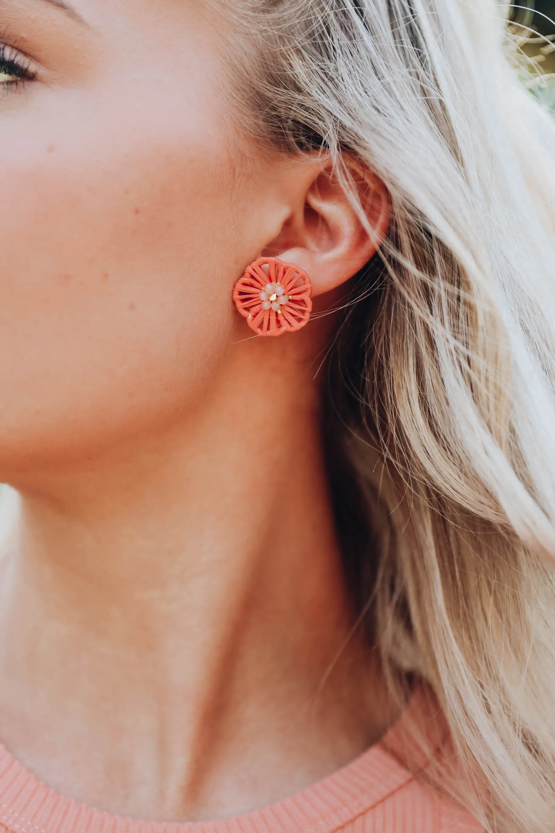 Aleidra Earrings - Coral
