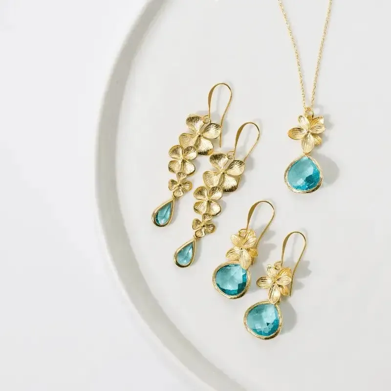 Aqua Orchid Jewelry | Single Orchid Earrings