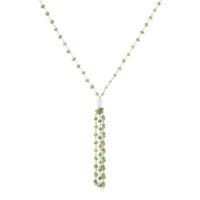 Aquamarine and Crystal with Tassle Necklace