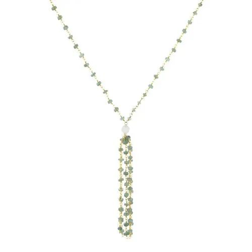 Aquamarine and Crystal with Tassle Necklace