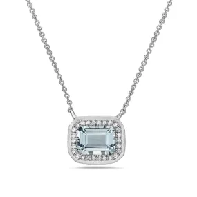 Aquamarine and Diamond Pendant Necklace