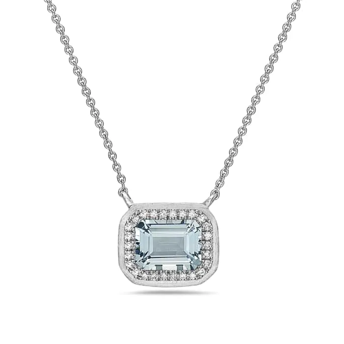 Aquamarine and Diamond Pendant Necklace