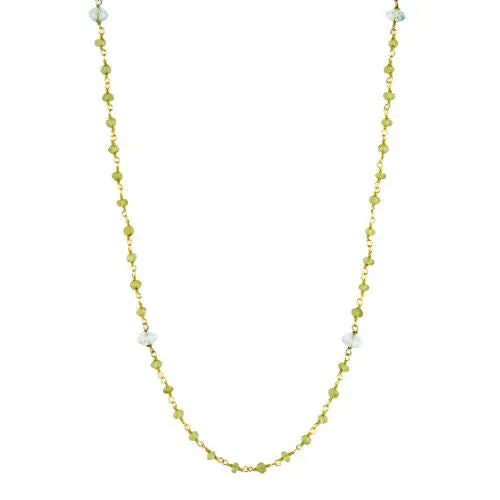 Aquamarine and Peridot Counter Bead Necklace