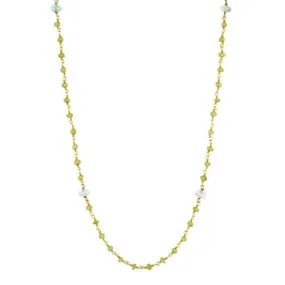 Aquamarine and Peridot Counter Bead Necklace