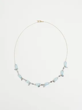 Aquamarine Bean and Tahitian Tulip Necklace on 18k Yellow Gold