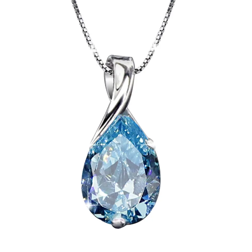 Aquamarine gemstones diamond pendant necklaces