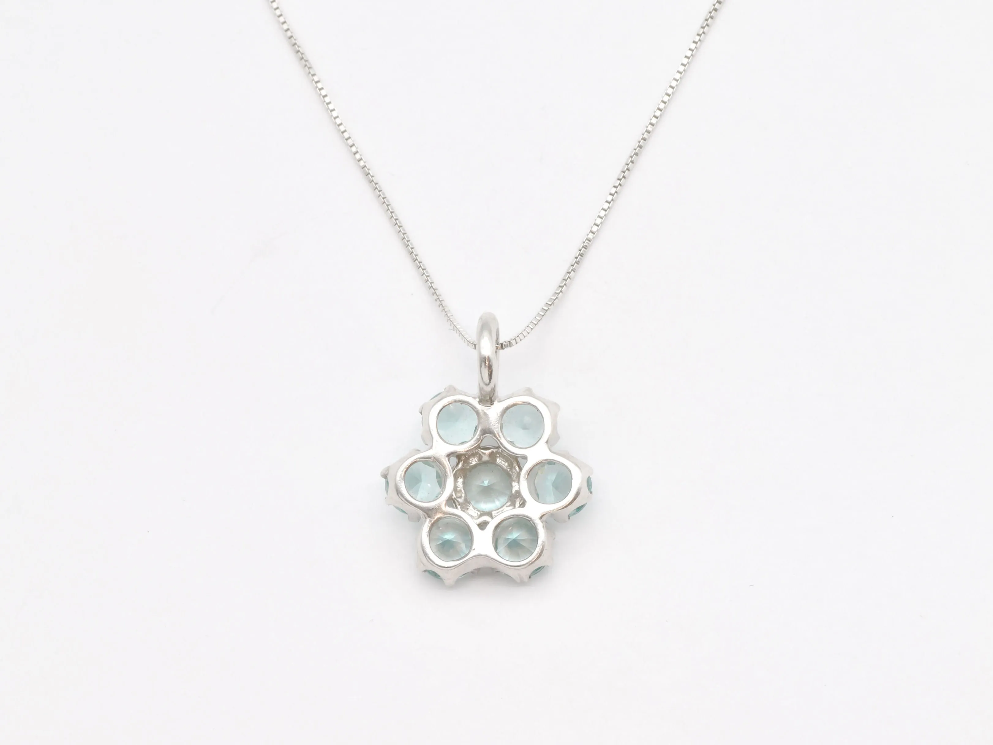Aquamarine Necklace - Blue Flower Necklace - Large Aquamarine Necklace
