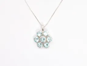 Aquamarine Necklace - Blue Flower Necklace - Large Aquamarine Necklace