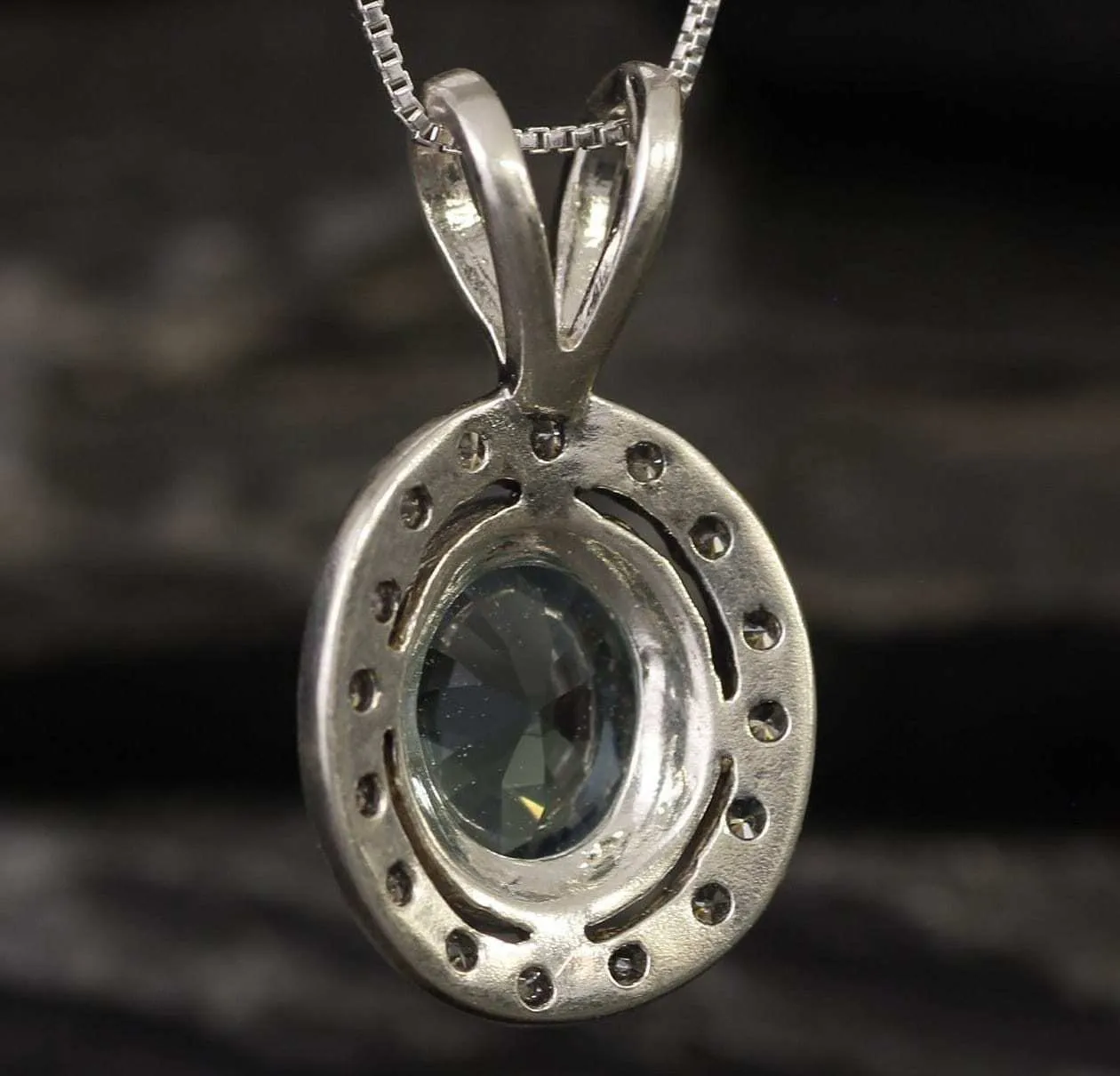 Aquamarine Victorian Necklace - Blue Gemstone Pendant - Aquamarine Halo Necklace