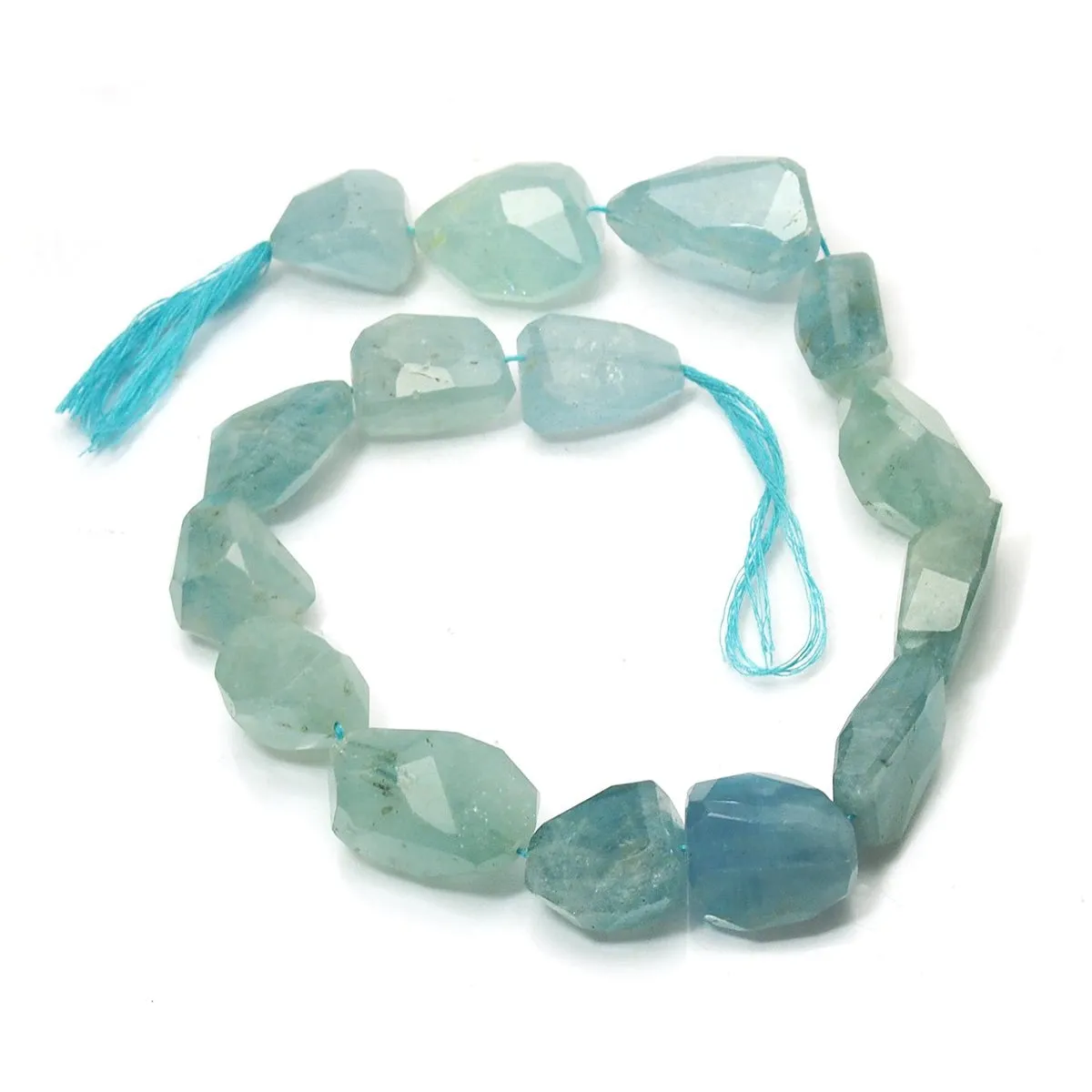 Aquamarine XL Faceted Nugget Strand