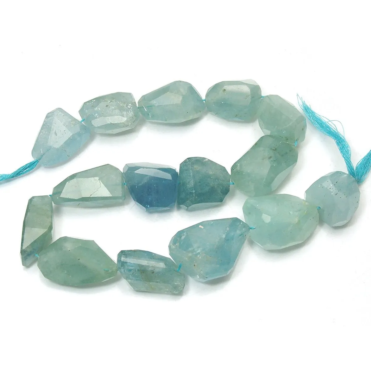 Aquamarine XL Faceted Nugget Strand