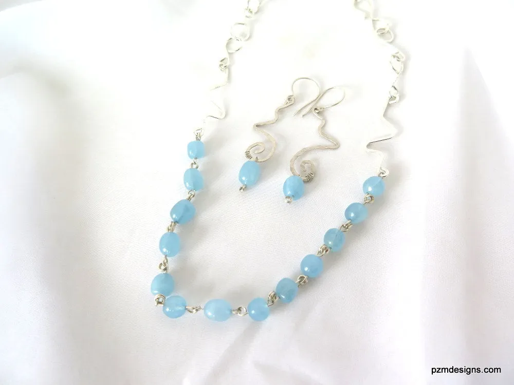 Art Deco Aquamarine Dangle Earrings, Gift for her