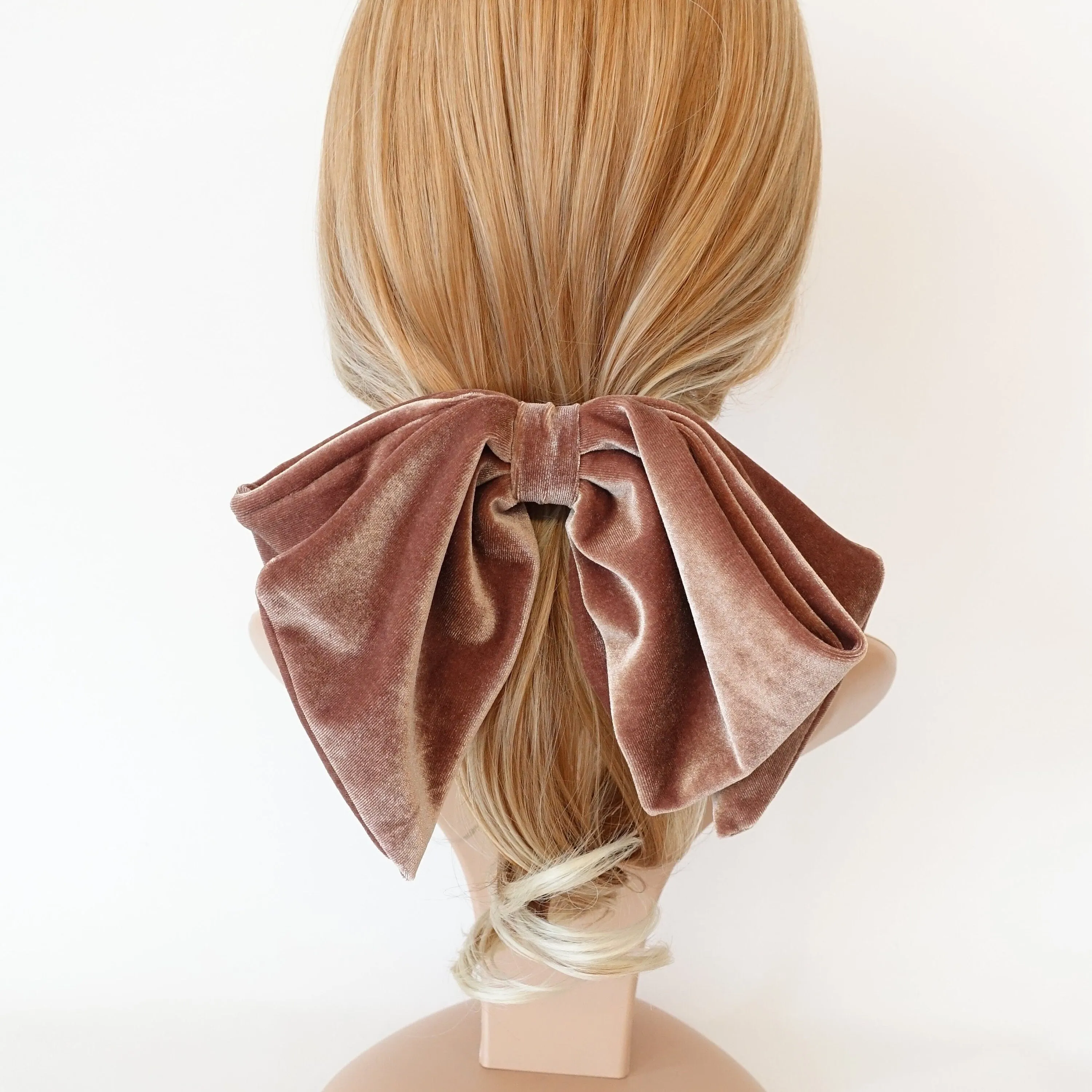 Aura velvet layered big hair bow french barrette women hair accessory