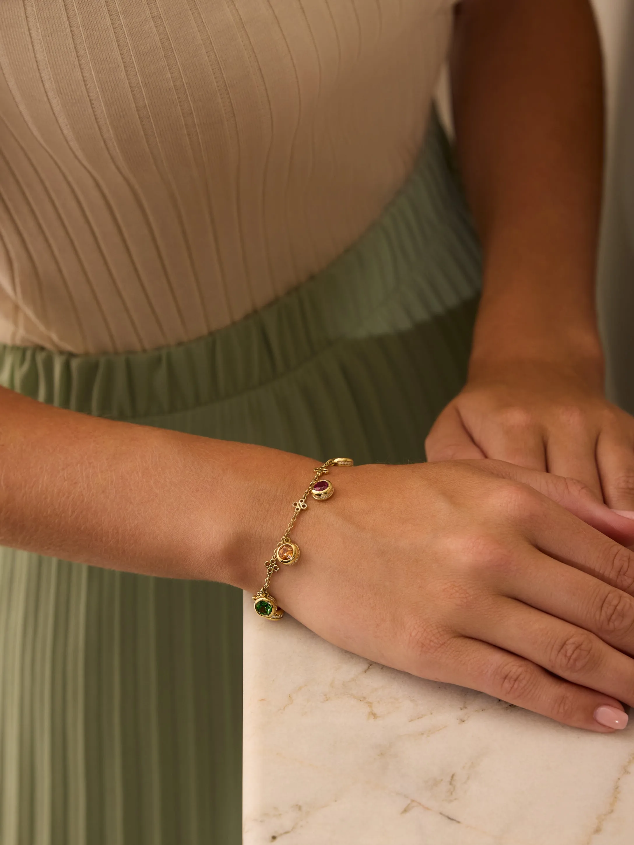 Beach Rainbow Yellow Gold Bracelet