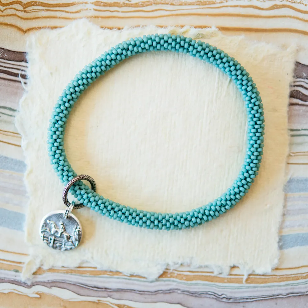 Beaded Bangle   Horse Charm