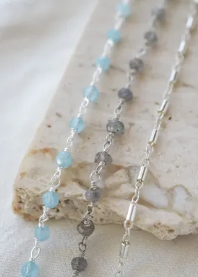Beaded Gemstone Chain Bracelet - Sterling Silver