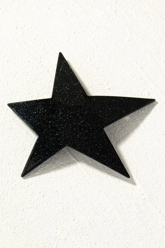Black Glitter Star Barrette