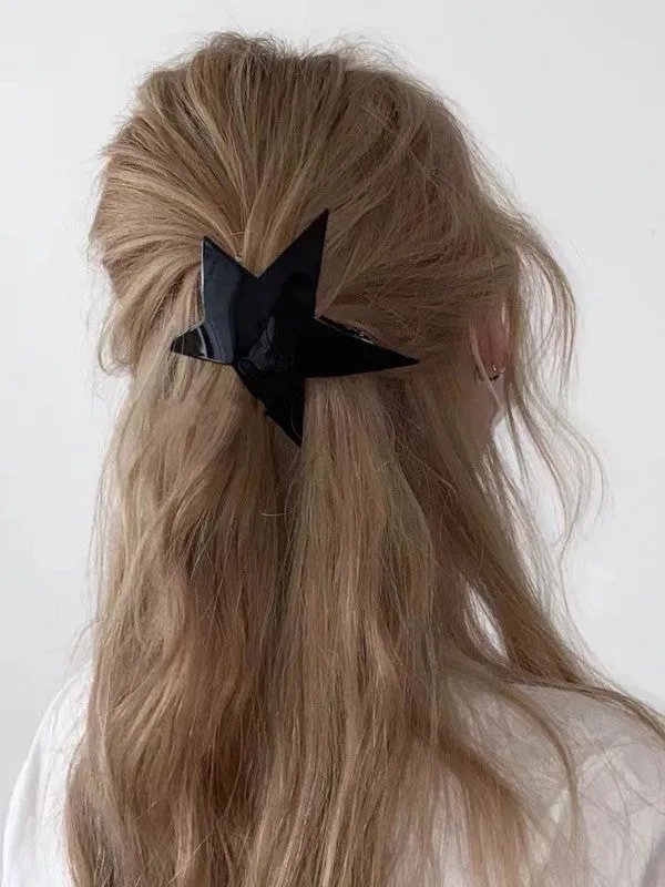 Black Glitter Star Barrette