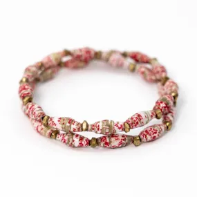 Bracelet -  Red Velvet Double Wrap Multi
