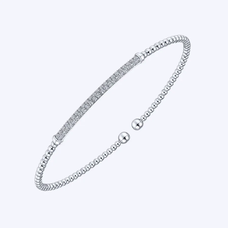 Bujukan Split Cuff Bracelet with Diamond Pave Bar