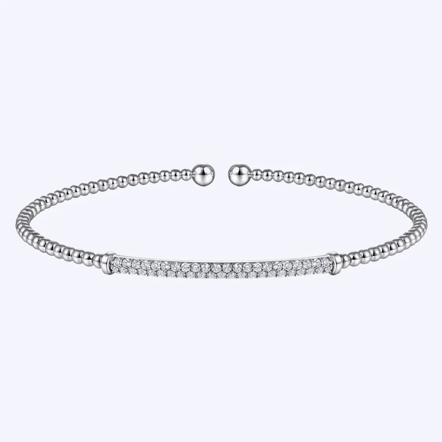 Bujukan Split Cuff Bracelet with Diamond Pave Bar