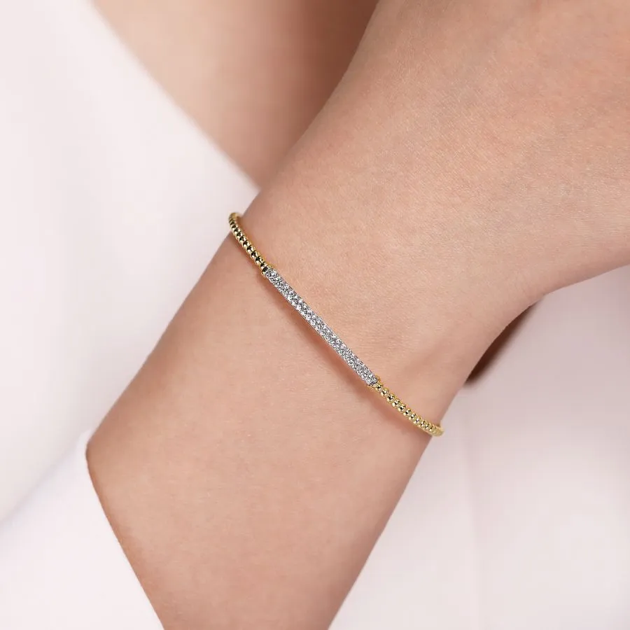 Bujukan Split Cuff Bracelet with Diamond Pave Bar