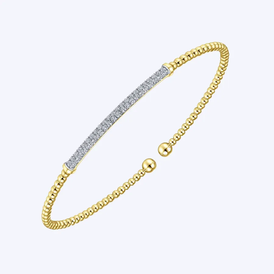 Bujukan Split Cuff Bracelet with Diamond Pave Bar