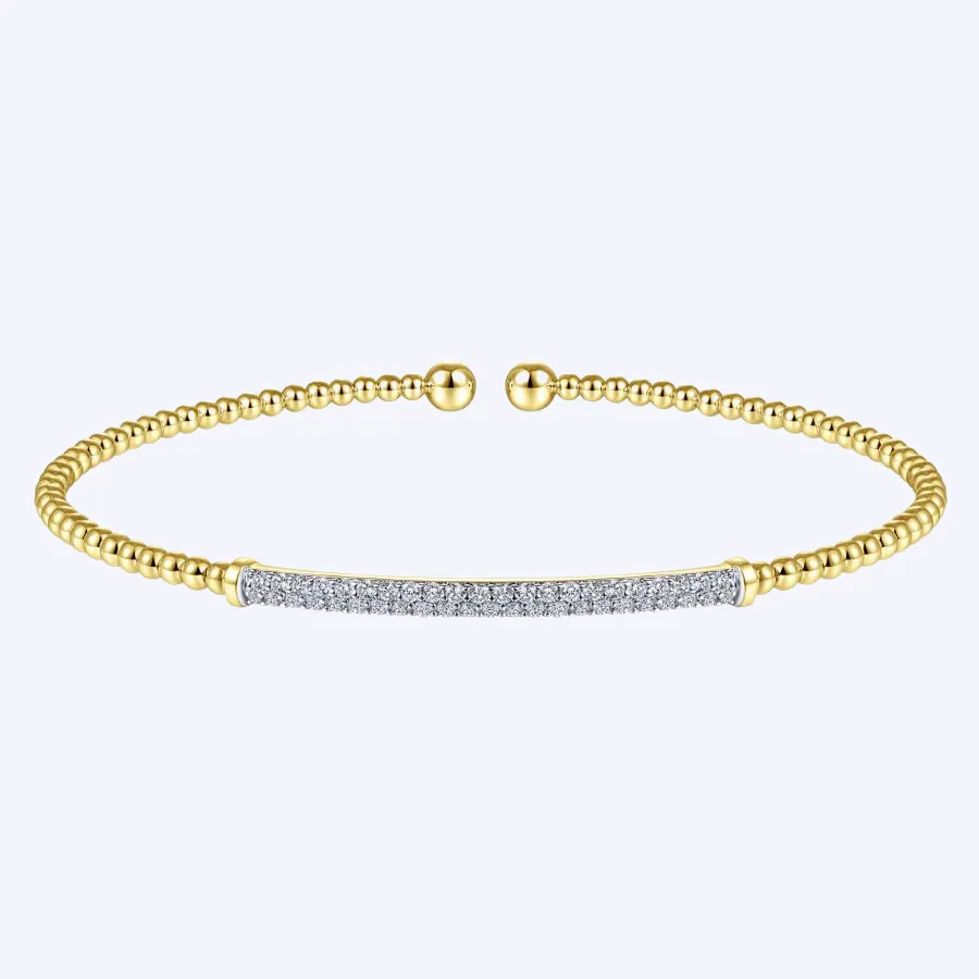 Bujukan Split Cuff Bracelet with Diamond Pave Bar