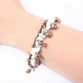 BUNDLE: 3 Piece Stone & Brass Bells Bracelet White - Thailand