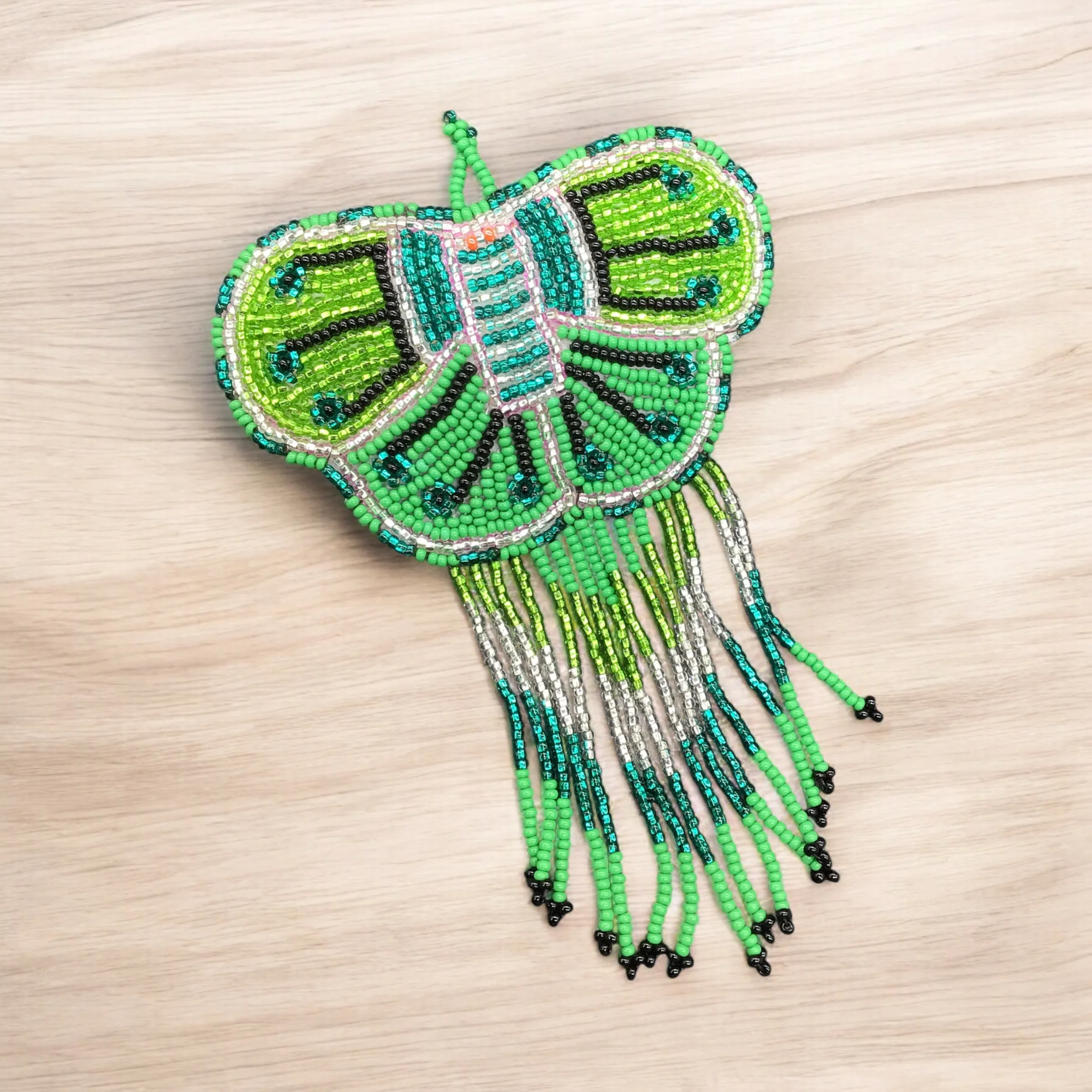 Butterfly Beaded Barrettes with Fringes (1)