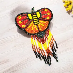 Butterfly Beaded Barrettes with Fringes (2)