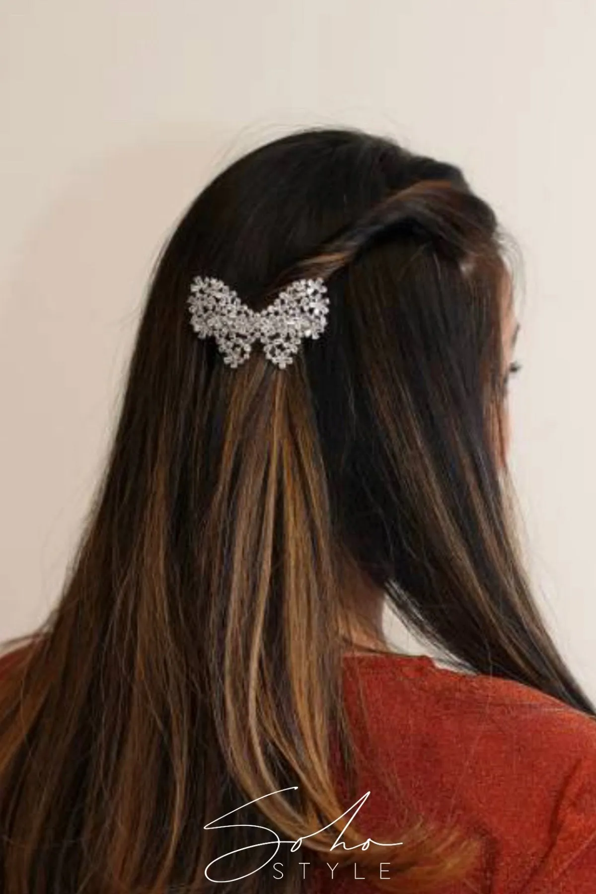Butterfly Rhinestone Hair Barrette