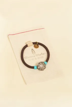 Button Works Mercury Dime Concho Bracelet Gum - Brown & Turquoise