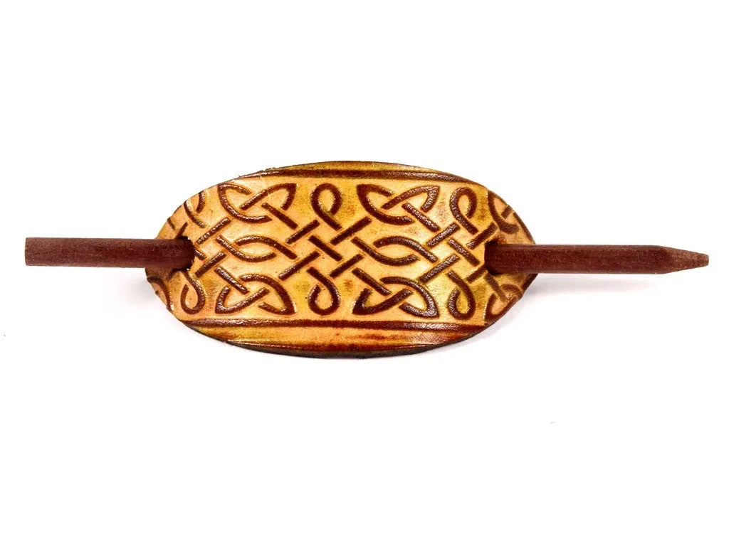 Celtic Interlace Leather Hair Barrette
