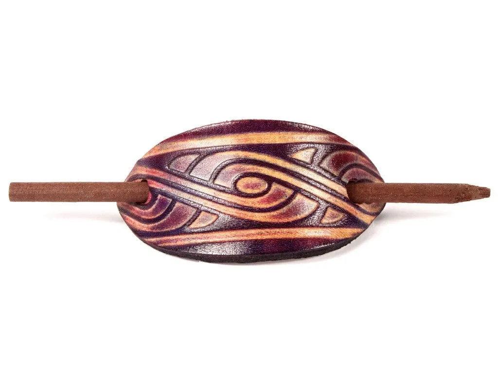 Celtic Swirl Leather Hair Barrette
