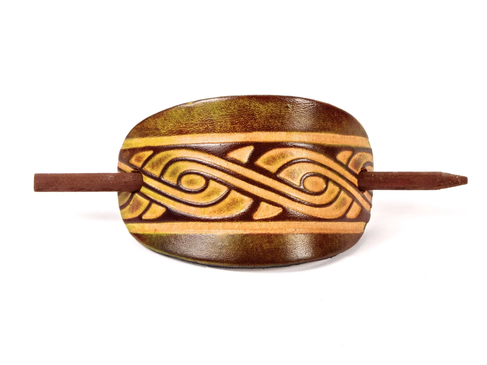 Celtic Swirl Leather Hair Barrette