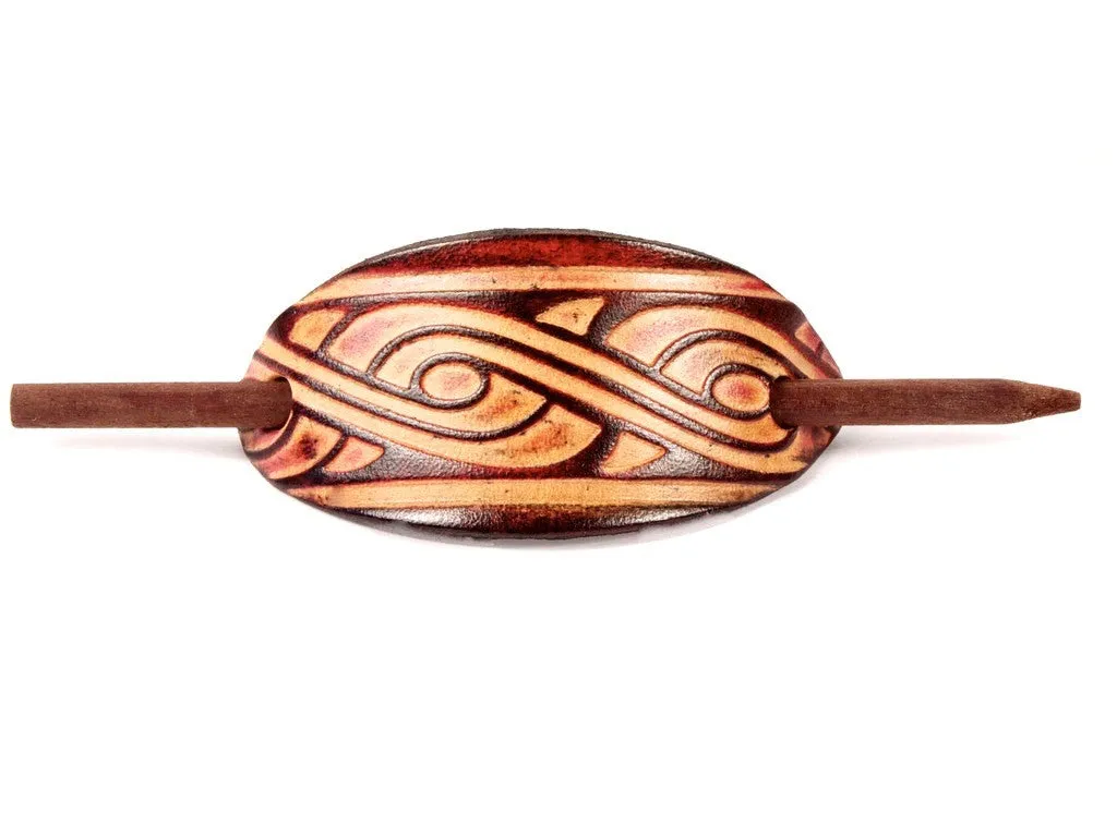 Celtic Swirl Leather Hair Barrette