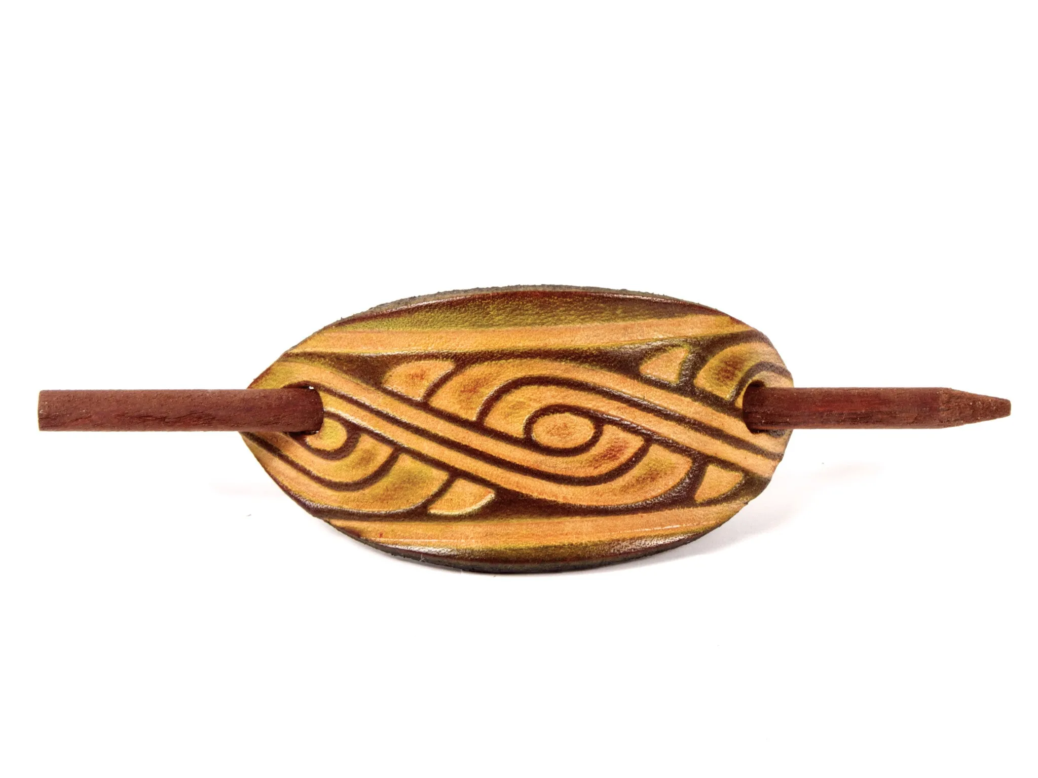 Celtic Swirl Leather Hair Barrette
