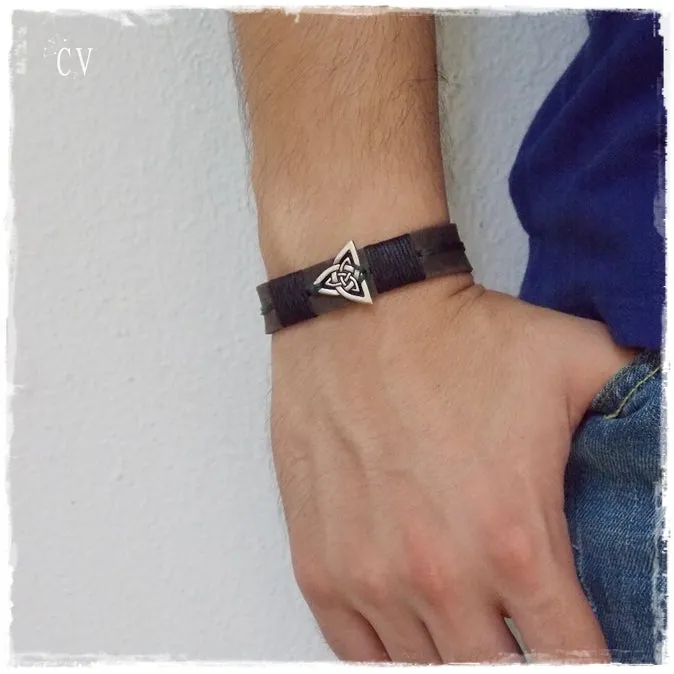 Celtic Triquetra Leather Bracelet