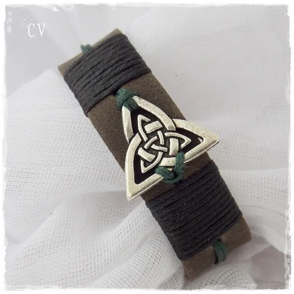 Celtic Triquetra Leather Bracelet