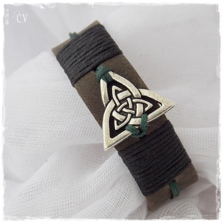 Celtic Triquetra Leather Bracelet
