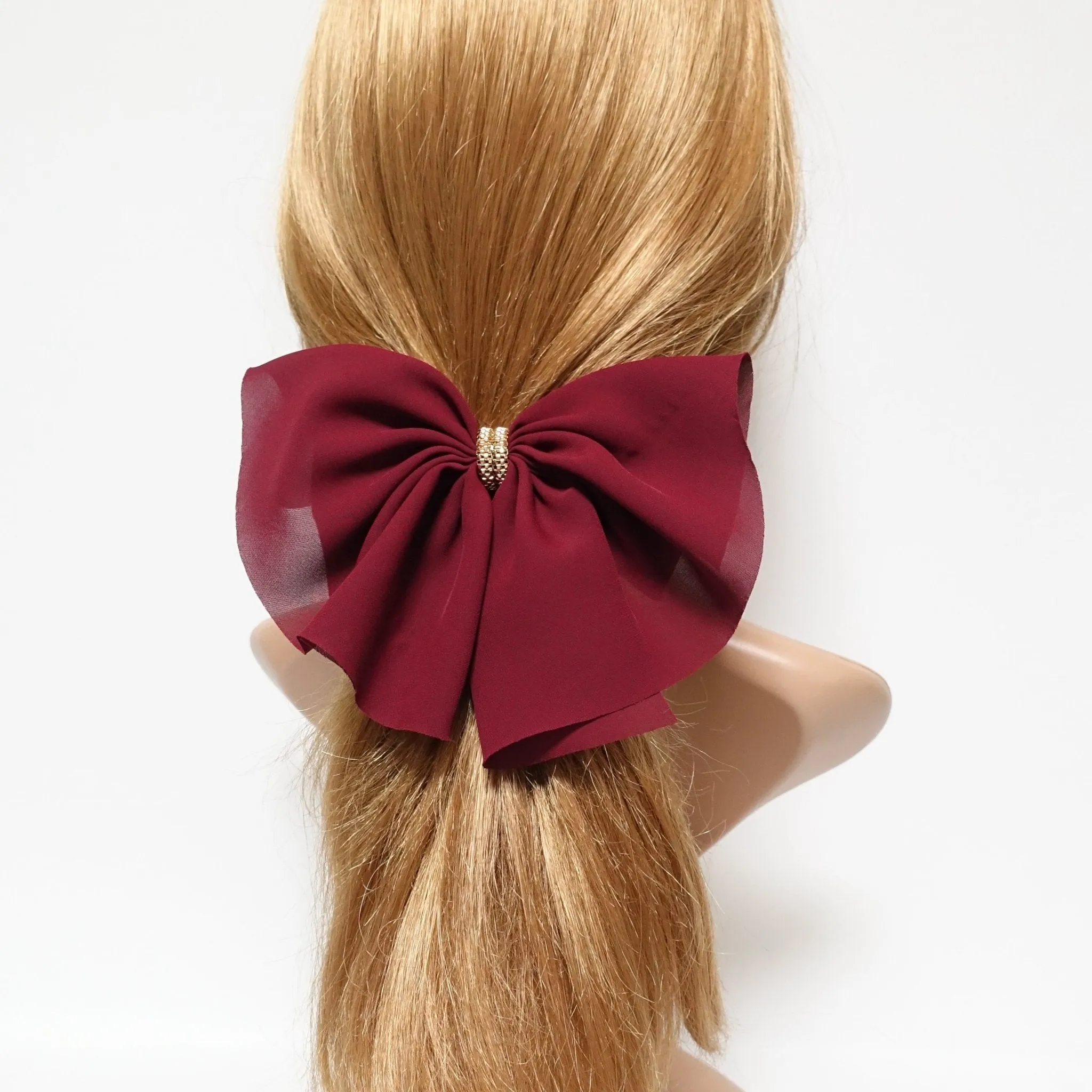 chiffon hair bow golden chain decorated butterfly hair bow barrette women hair accessory