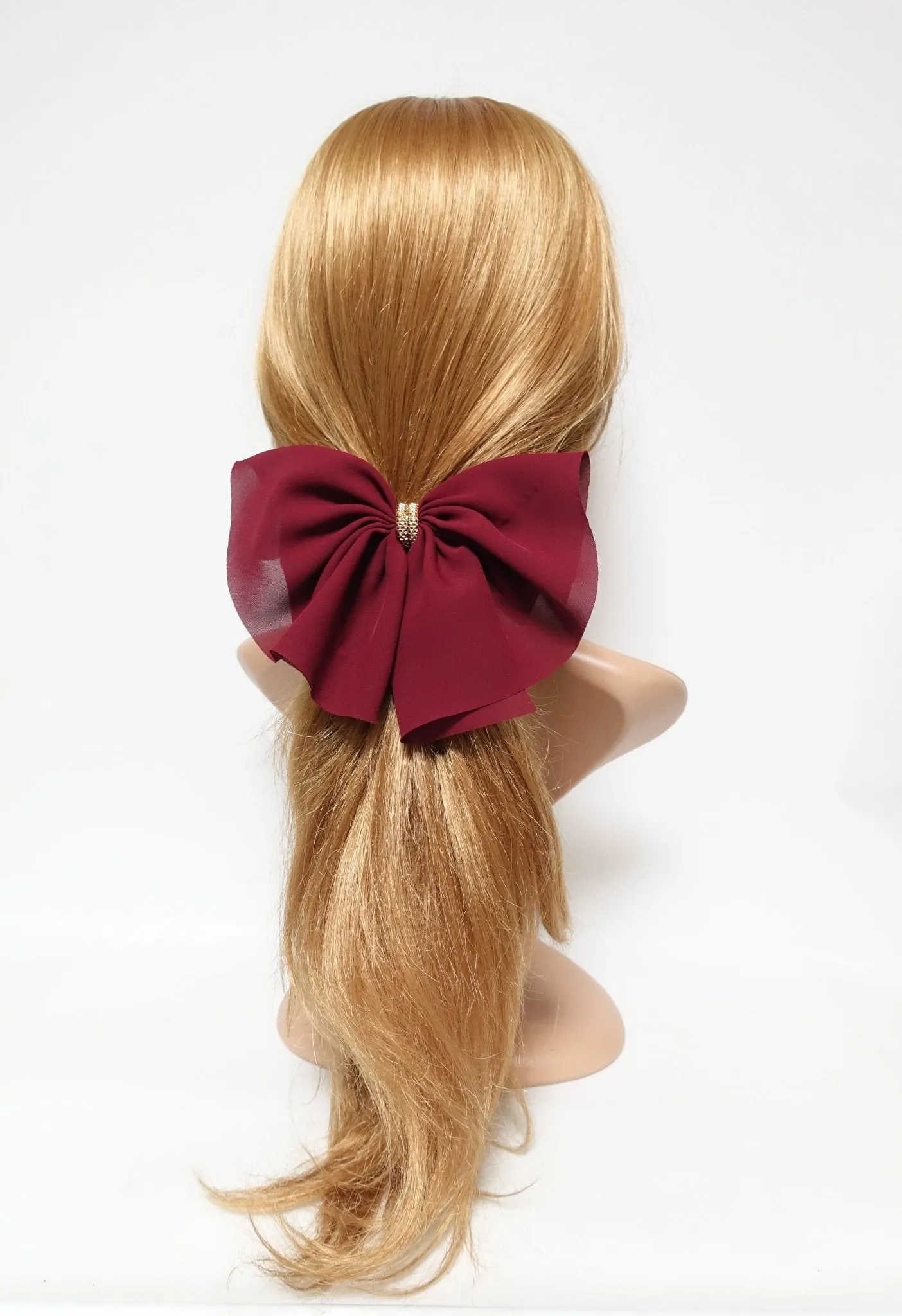 chiffon hair bow golden chain decorated butterfly hair bow barrette women hair accessory