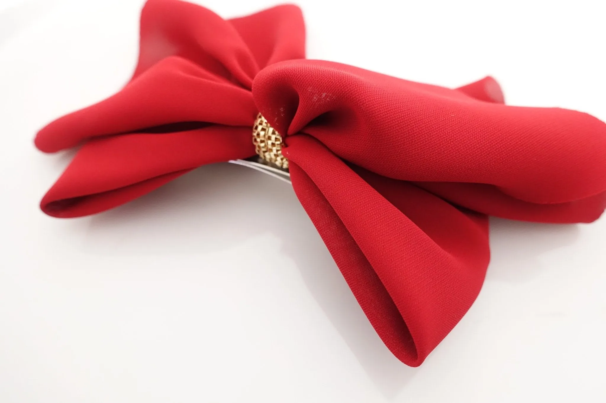 chiffon hair bow golden chain decorated butterfly hair bow barrette women hair accessory