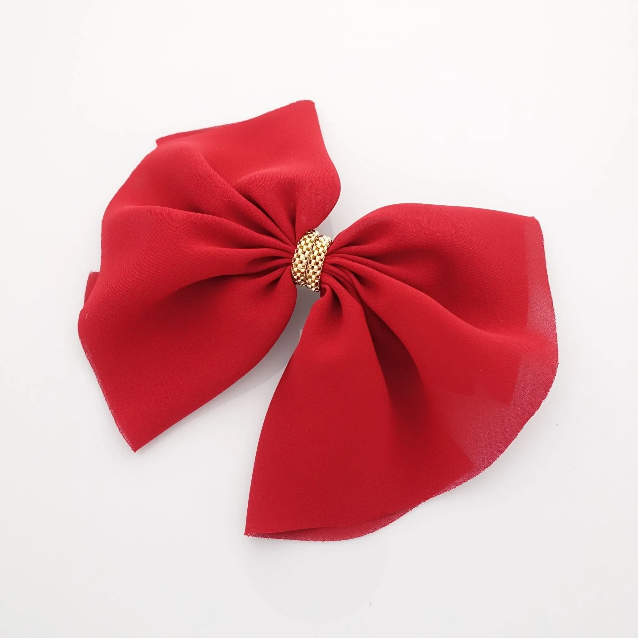chiffon hair bow golden chain decorated butterfly hair bow barrette women hair accessory