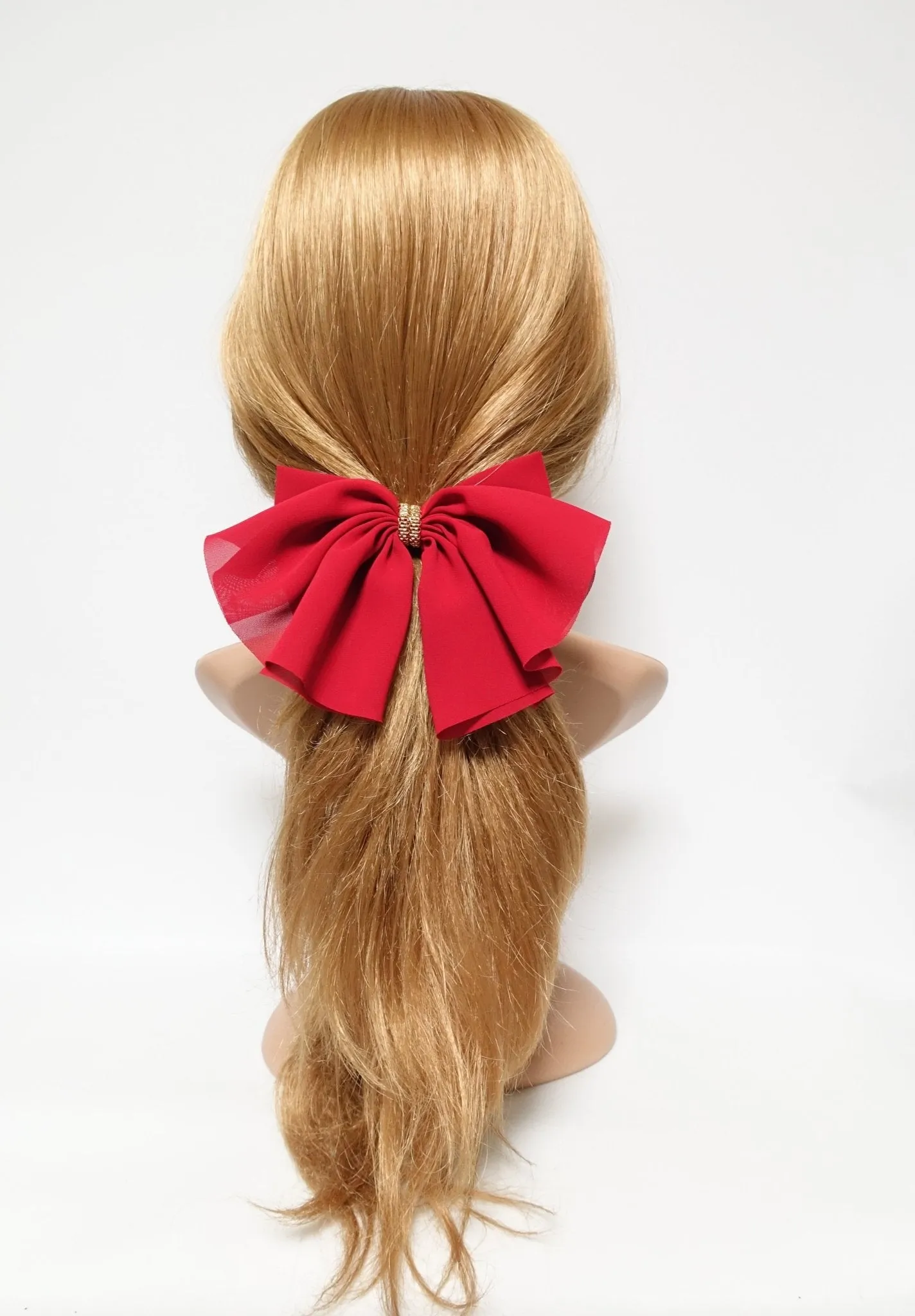 chiffon hair bow golden chain decorated butterfly hair bow barrette women hair accessory