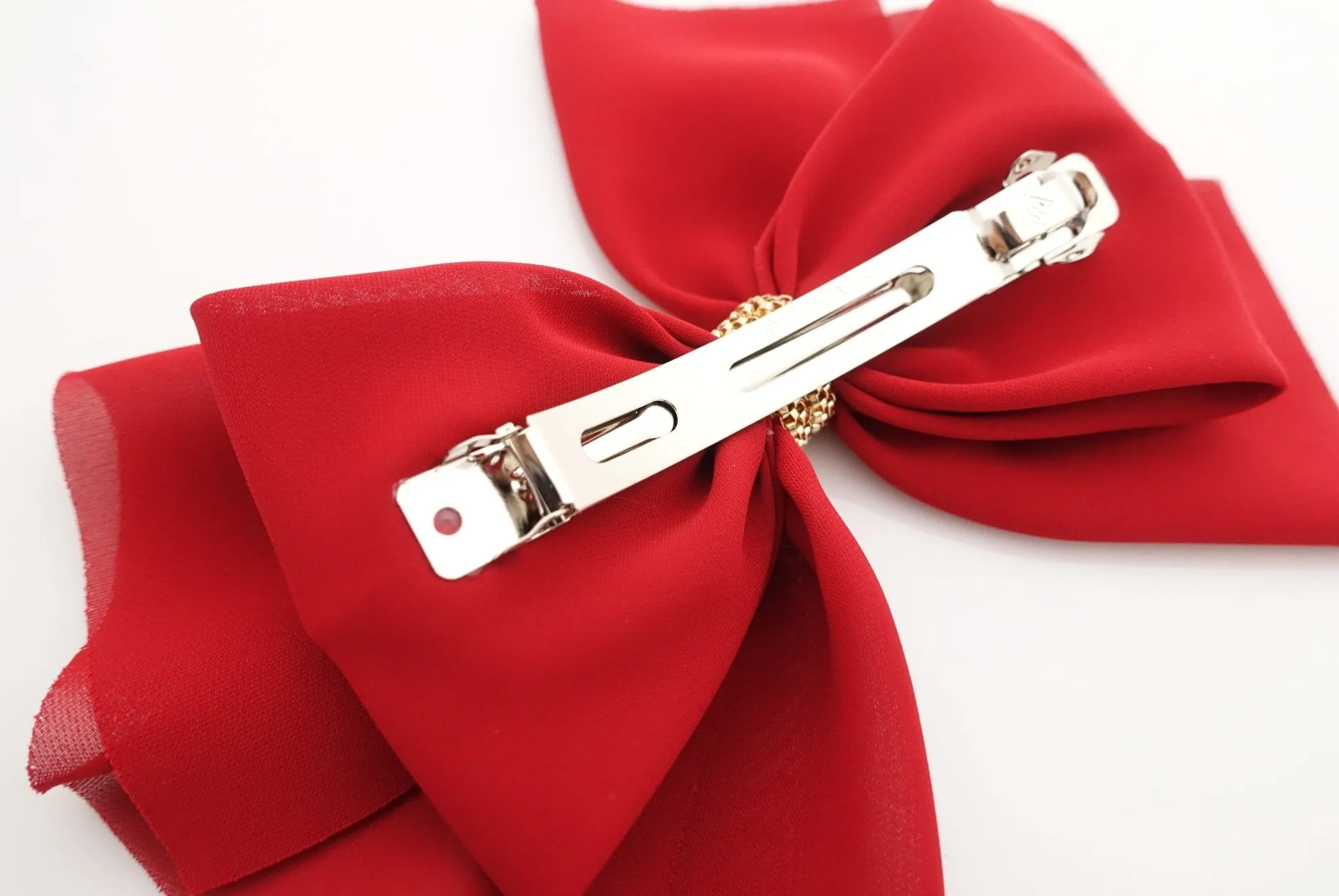 chiffon hair bow golden chain decorated butterfly hair bow barrette women hair accessory